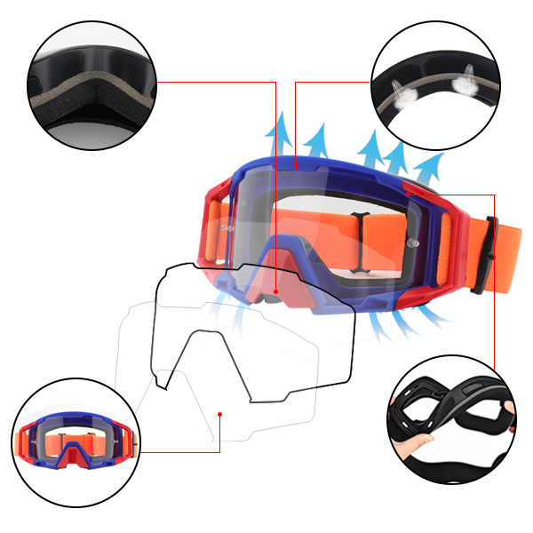 Gafas de motocross Tear Off Anti Fog UV400 - Bang Long