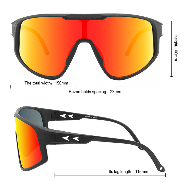 Gafas de sol deportivas de montura completa con lentes espejadas para bicicleta - Bang Long