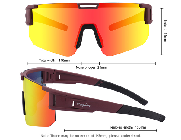 Gafas de sol MTB con revestimiento de espejo para protección contra el viento - Bang Long