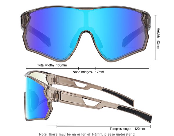 Gafas de sol de béisbol con lentes reflectantes fotocromáticas para cabezas grandes - Bang Long