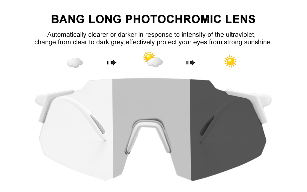 Lente gris fotocromática UV400 para ciclismo, correr, gafas de sol deportivas